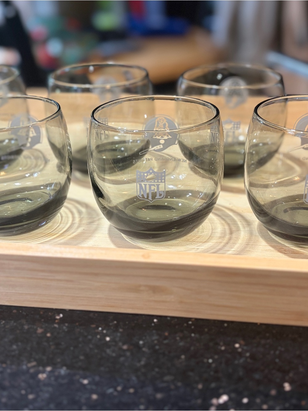 NFL Smoke Gray Round Glass Tumblers - Set of 6